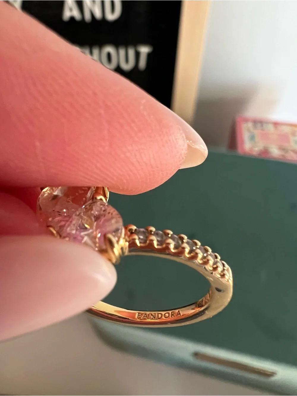 Pandora Double Heart Sparkling Ring